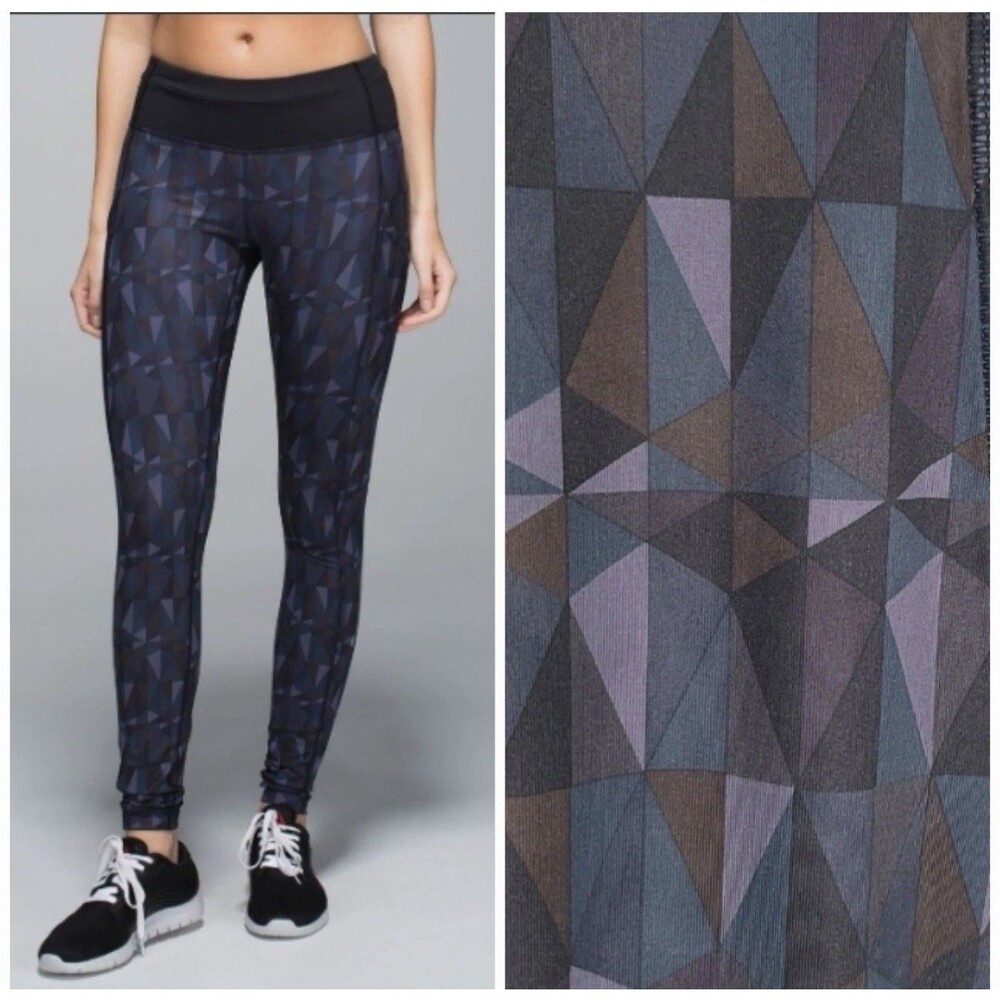 Lululemon Speed Tight II Stained Glass Love Nightfall Black Geometric Pants Sz 6